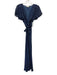 Rixo Size 8 Navy & white Viscose Short Cap Sleeve Polka Dot V Neck Maxi Dress Navy & white / 8