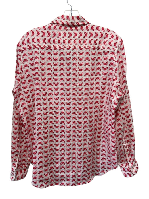 Frank & Eileen Size XS Red & White Linen Long Sleeve crabs Patch Pocket Top Red & White / XS