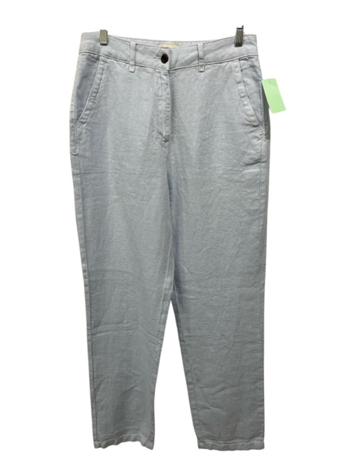 Poetry Size 8 Light Blue Linen Zip & Button High Waist Straight Pants Light Blue / 8