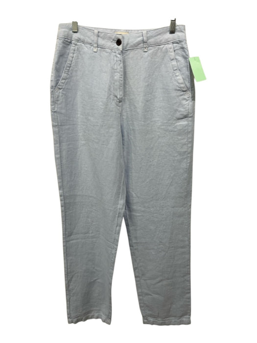 Poetry Size 8 Light Blue Linen Zip & Button High Waist Straight Pants Light Blue / 8