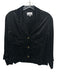 Ganni Size M Black Viscose & Cupro 3/4 Sleeve Gold Buttons Collar Pockets Top Black / M