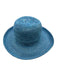 Wallaroo Blue Poly-Straw Woven Round Wide Brim Adjustable Hat Blue