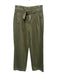 Sezane Size 8 Olive Green Cotton Denim High Waist Pleated Front Wide Leg Jeans Olive Green / 8
