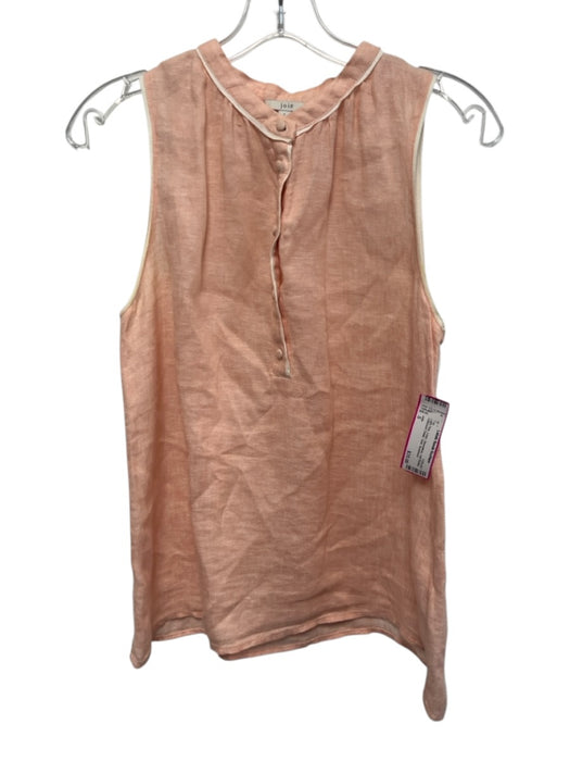 Joie Size S Light Pink Linen Sleeveless Half Button Gathered Detail Tank Top Light Pink / S