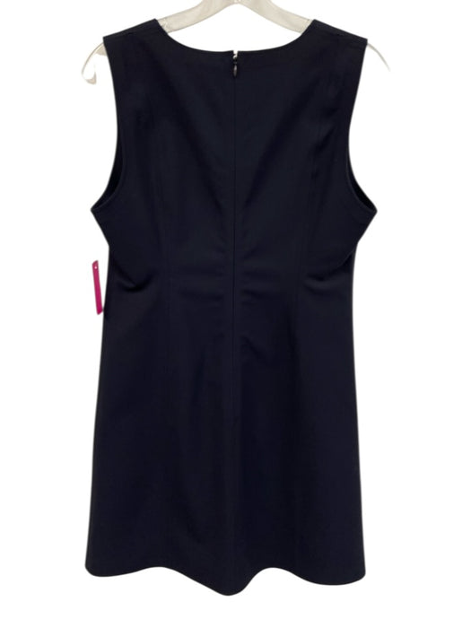 Theory Size 8 Navy Blue Nylon Blend Sleeveless V Neck Back Zip Paneled Dress Navy Blue / 8