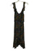 Ramy Brook Size M Black & Multi Viscose Floral Sleeveless Ruffle Detail Dress Black & Multi / M