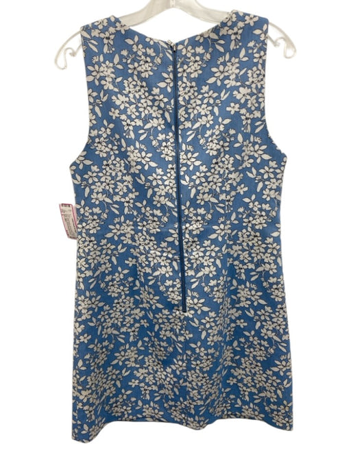 Alice + Olivia Size 6 Blue & White Cotton Blend Floral Sleeveless Back Zip Dress Blue & White / 6