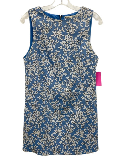 Alice + Olivia Size 6 Blue & White Cotton Blend Floral Sleeveless Back Zip Dress Blue & White / 6