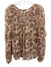 Veronica Beard Size 4 Light Pink & Brown Silk Blend Metallic Thread V Neck Top Light Pink & Brown / 4