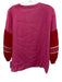 Vilagallo Size 42 Pink & Red Linen 3/4 Balloon Sleeve Color Block V Neck Top Pink & Red / 42