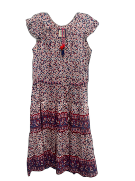 Alicia Bell Size Medium Red, Blue, Pink Silk Blend Ruffle Cap Sleeve Midi Dress Red, Blue, Pink / Medium