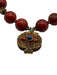 Red, Gold & Blue Coral Circle Beads Ornate Pendant Lobster Clasp Necklace Red, Gold & Blue