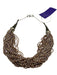 Orange, White & Gray Beaded Woven Multi Strand Hook Closure Necklace Orange, White & Gray