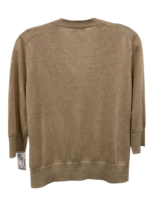 Ann Mashburn Size L Sand Beige Linen 3/4 Sleeve V Neck Cardigan Sand Beige / L