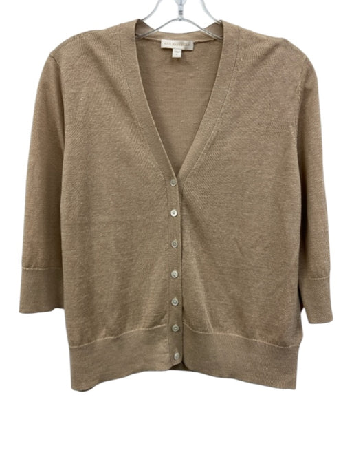 Ann Mashburn Size L Sand Beige Linen 3/4 Sleeve V Neck Cardigan Sand Beige / L