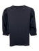 Veronica Beard Size L Black Cotton Ribbed 1/2 Balloon Sleeve 1/4 Button Top Black / L
