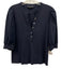 Veronica Beard Size L Black Cotton Ribbed 1/2 Balloon Sleeve 1/4 Button Top Black / L