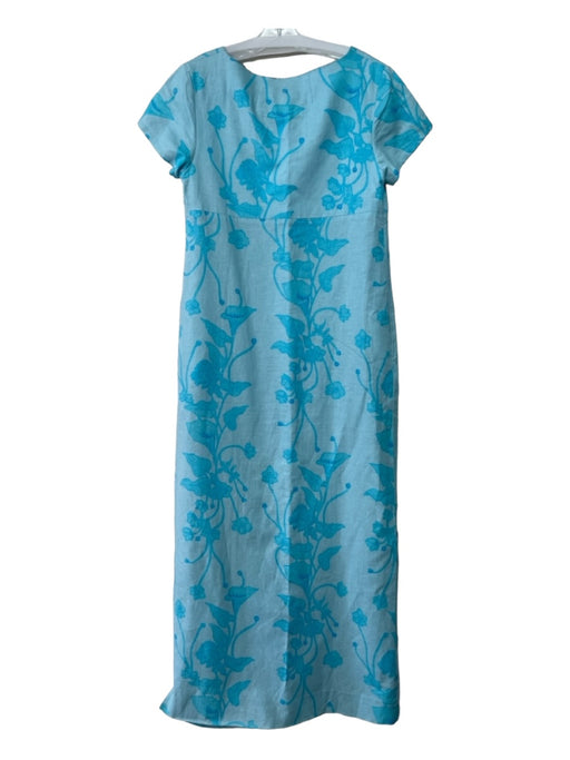 Lilly Pulitzer Size 6 Blue Cotton Cap Sleeve Floral Maxi Shift Dress Blue / 6