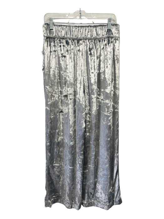 Maeve Size Small Silver Viscose Blend Elastic Waist Crushed Velvet Pants Silver / Small