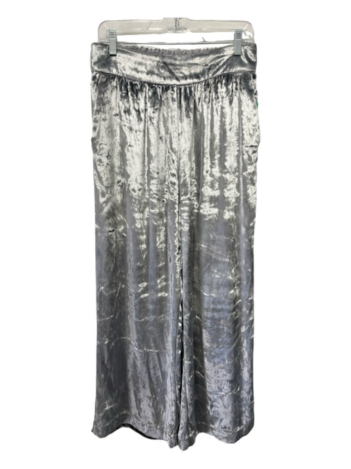 Maeve Size Small Silver Viscose Blend Elastic Waist Crushed Velvet Pants Silver / Small