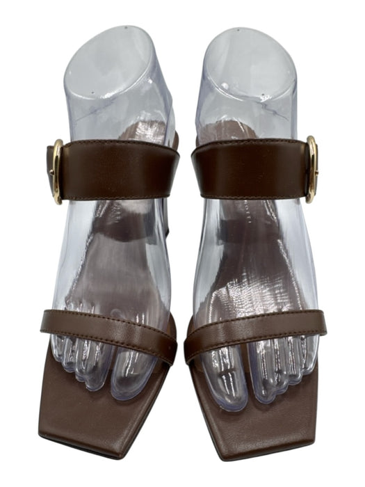 Giuseppe Zanotti Shoe Size 38 Brown Leather Square Toe Gold Buckle Sandals Brown / 38
