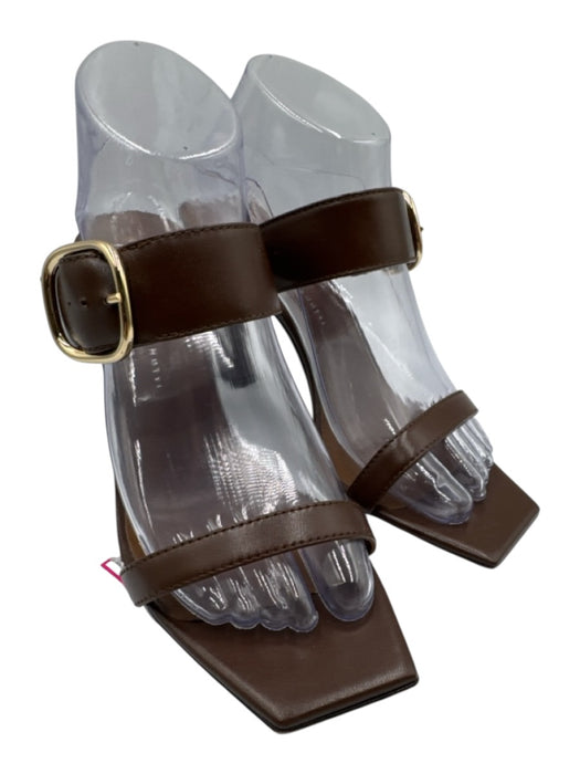 Giuseppe Zanotti Shoe Size 38 Brown Leather Square Toe Gold Buckle Sandals Brown / 38
