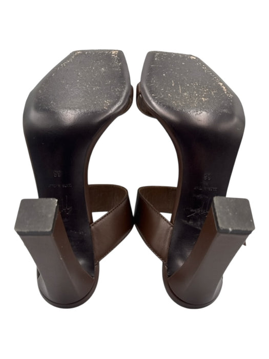 Giuseppe Zanotti Shoe Size 38 Brown Leather Square Toe Gold Buckle Sandals Brown / 38
