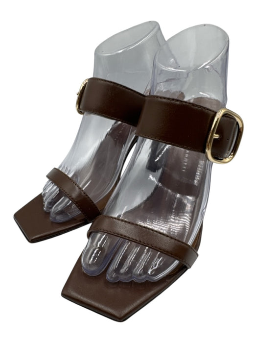 Giuseppe Zanotti Shoe Size 38 Brown Leather Square Toe Gold Buckle Sandals Brown / 38