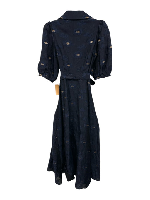 Abbey Glass Size XS Navy blue & gold Polyester Button Front Collared Dress Navy blue & gold / XS