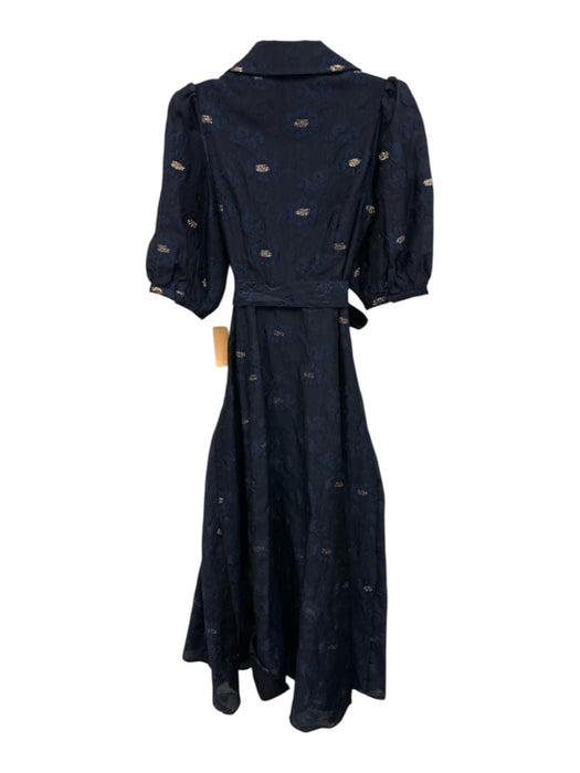 Abbey Glass Size XS Navy blue & gold Polyester Button Front Collared Dress Navy blue & gold / XS