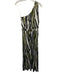 Diane Von Furstenberg Size 4 White, Green & Black Viscose One Shoulder Dress White, Green & Black / 4