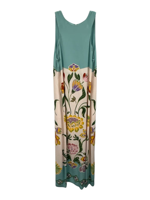 La Double J Size L Blue, Pink & Multi Viscose Blend Sleeveless Floral Dress Blue, Pink & Multi / L