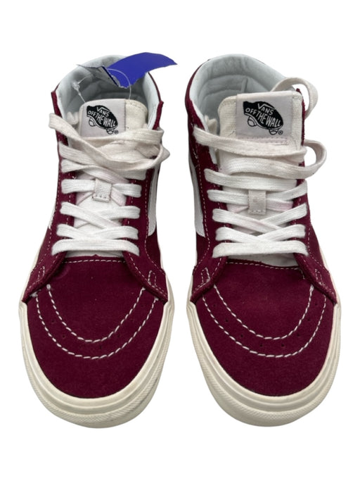 Vans Shoe Size 7.5 Burgundy & White Canvas Suede lace up Mid Calf Sneakers Burgundy & White / 7.5