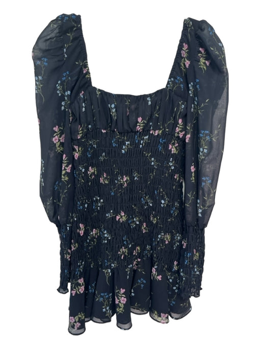 For Love & Lemons Size S Black & Multi Polyester floral print smocked Dress Black & Multi / S