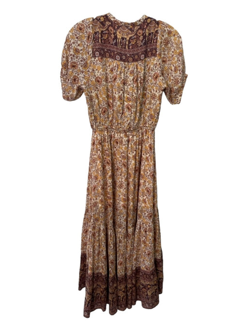 Spell & The Gypsy Size XS Beige & Multi Cotton Tassel Ties Floral Print Dress Beige & Multi / XS