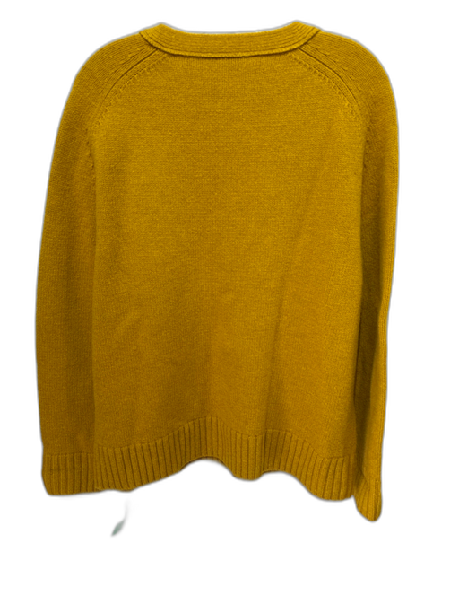 Tory Burch Size L Marigold Yellow Wool Ribbed Trim V Neck mutli button Cardigan Marigold Yellow / L