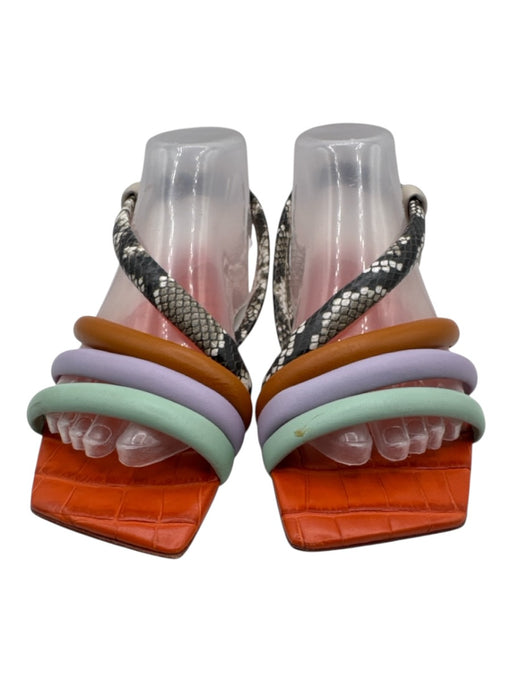 Mercedes Castillo Shoe Size 10/40 Green, Purple, Beige Leather Slingback Sandals Green, Purple, Beige / 10/40