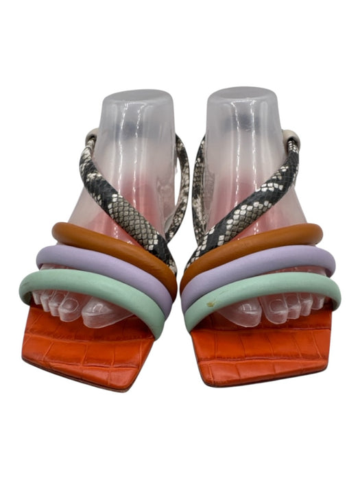 Mercedes Castillo Shoe Size 10/40 Green, Purple, Beige Leather Slingback Sandals Green, Purple, Beige / 10/40