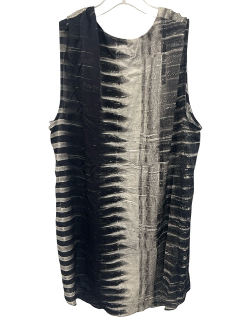 Helmut Lang Size Large Black & White Silk Blend Sleeveless Abstract Stripe Top Black & White / Large