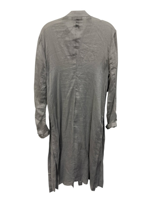 Lafayette 148 Size XL Gray Ramie Blend Long Sleeve Button Front Midi Dress Gray / XL
