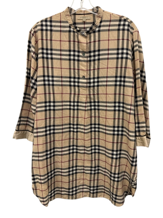Burberry London Size Medium Beige, Black, Red Cotton Long Sleeve Plaid Top Beige, Black, Red / Medium
