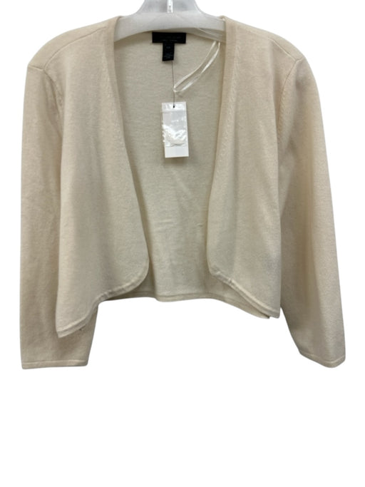 Saks Fifth Ave Size Large Cream White Cashmere Long Sleeve Open Front Sweater Cream White / Large