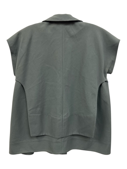 Marni Size 40 Dusty Teal Cotton Cap Sleeve Snap Button Collar Paneled Jacket Dusty Teal / 40