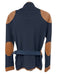 Ralph Lauren Size Medium Navy Blue & Brown Cotton Blend Leather trim Jacket Navy Blue & Brown / Medium