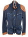 Ralph Lauren Size Medium Navy Blue & Brown Cotton Blend Leather trim Jacket Navy Blue & Brown / Medium