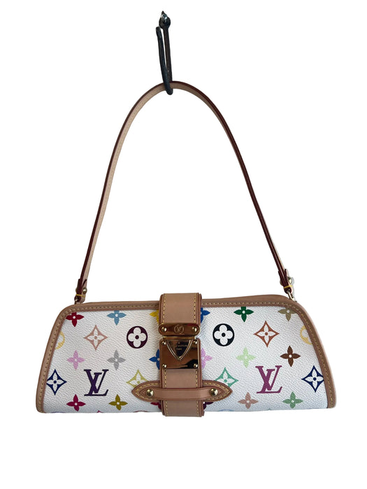 Louis Vuitton White & Multi Print Coated Canvas Monogram Leather Accents Bag