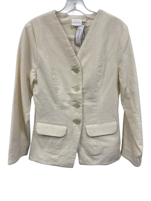 Julia Amory Size S Cream Cotton Corduroy Collarless Blazer Jacket Cream / S
