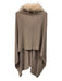 Ann Mashburn Beige & Cream Fur Trim Poncho Poncho Beige & Cream / One Size