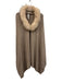 Ann Mashburn Beige & Cream Fur Trim Poncho Poncho Beige & Cream / One Size
