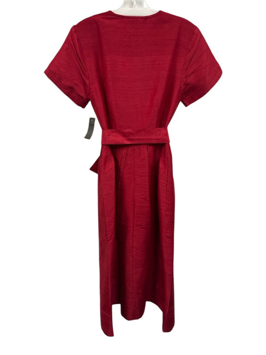 Julia Amory Size S Red Silk Button Down Short Sleeve Midi Dress Red / S